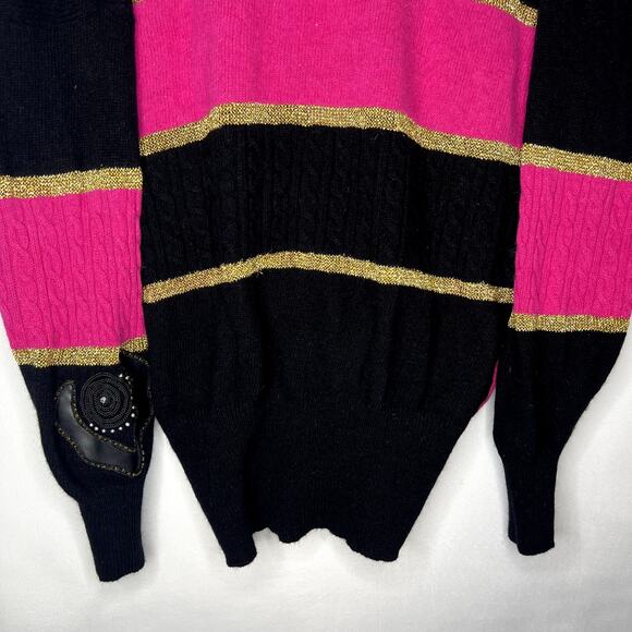 Vintage VivienForest Cardigan Size Small Black Pink - Picture 8 of 9